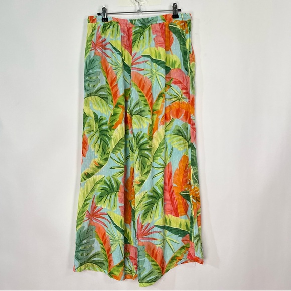 Rachel Roy Bright Tropical Floral Loose Leg Pants Drawstring Elastic Waist Sz M - Picture 2 of 5